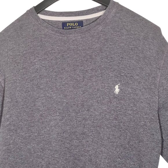 Polo Ralph Lauren Men Gray Waffle Knit Thermal Long Sleeve M 100% Cotton Casual - Picture 1 of 14